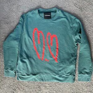 Rochambeau Designer Two-Heart Contemporary Artwork Sweatshirt - Size XL - EUC